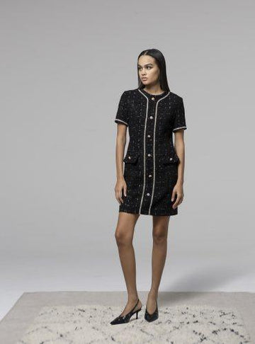 abito in tweed con bottoni H.V3721.4448 NERO HANITA 