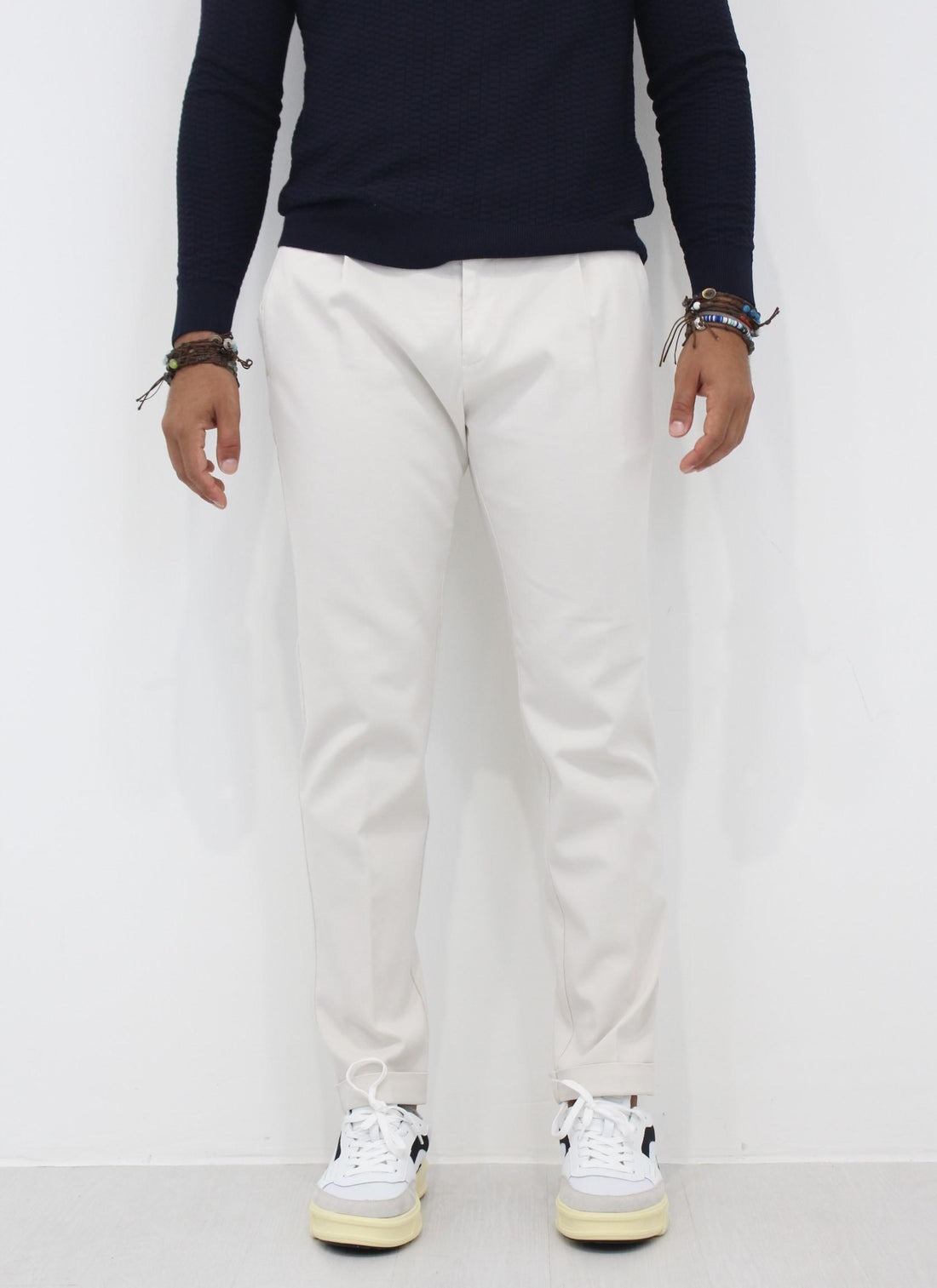 Pantalone in cotone una pinces RETROGD0130 LATTE8 BERWICH 