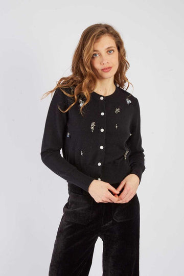 cardigan in maglia con applicazioni A545056 NOIR DERHY 