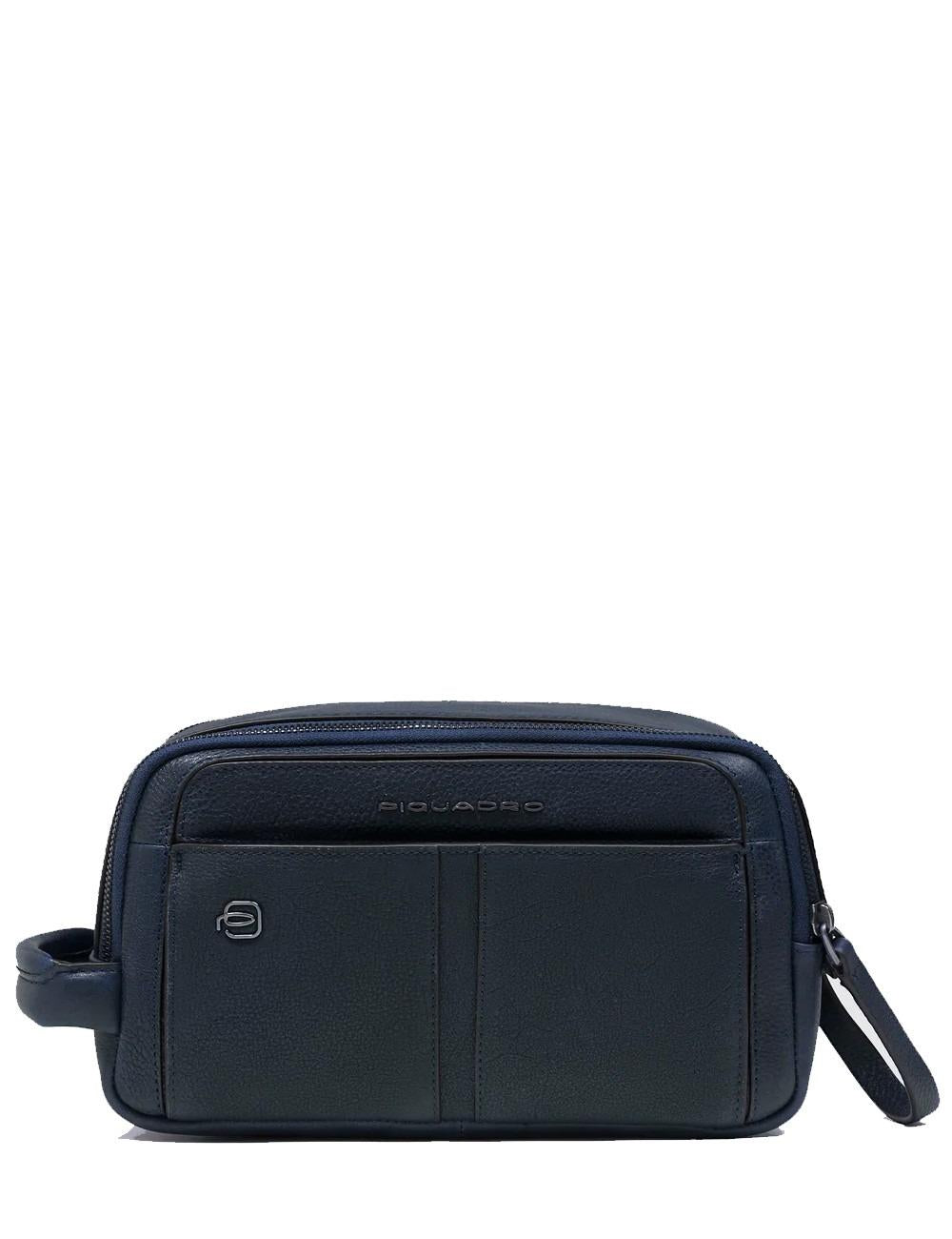 beauty case in pelle BY6021W130 BLU PIQUADRO 