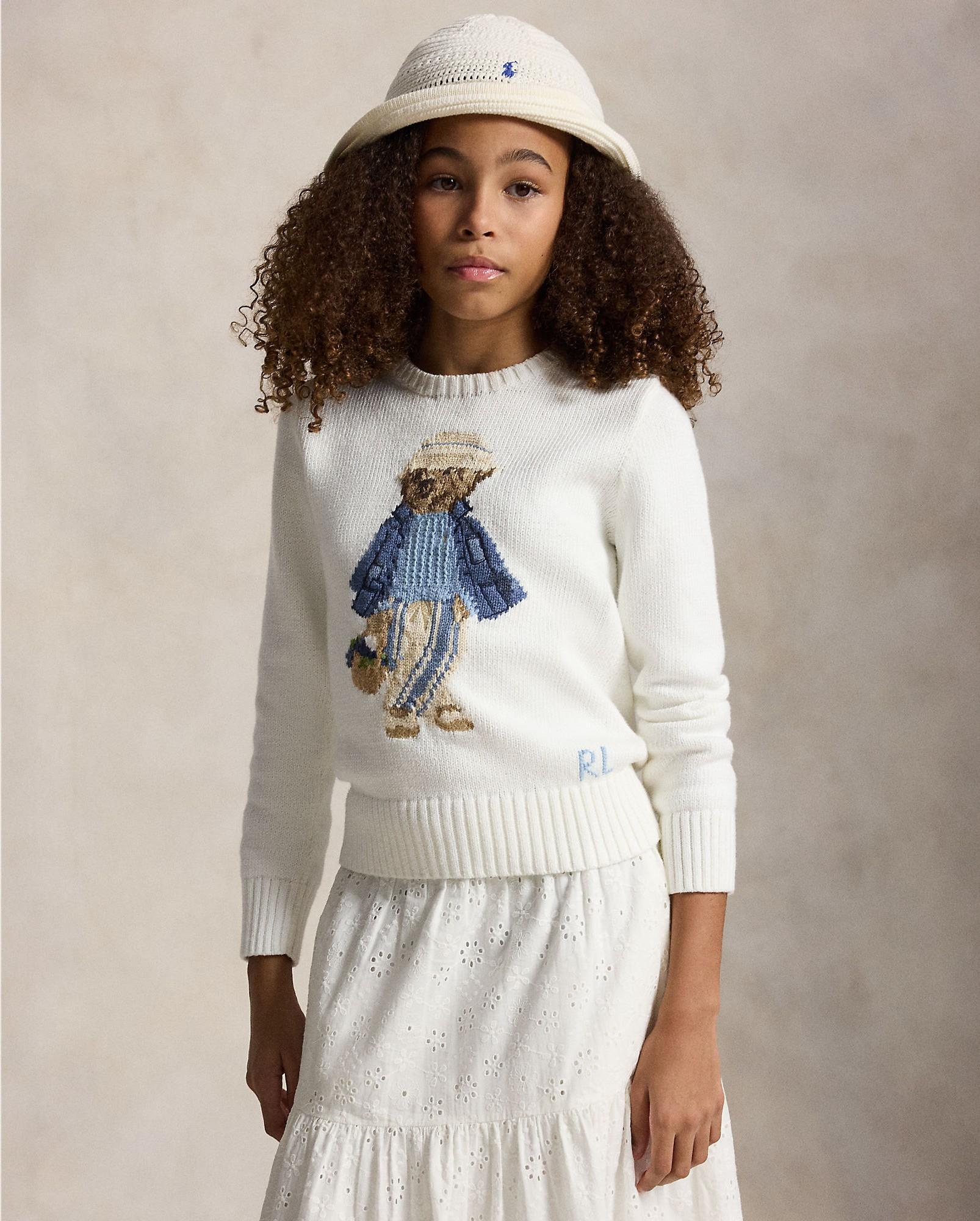 maglione polo bear bambina 313A11290001 WHITE RALPH LAUREN POLO 