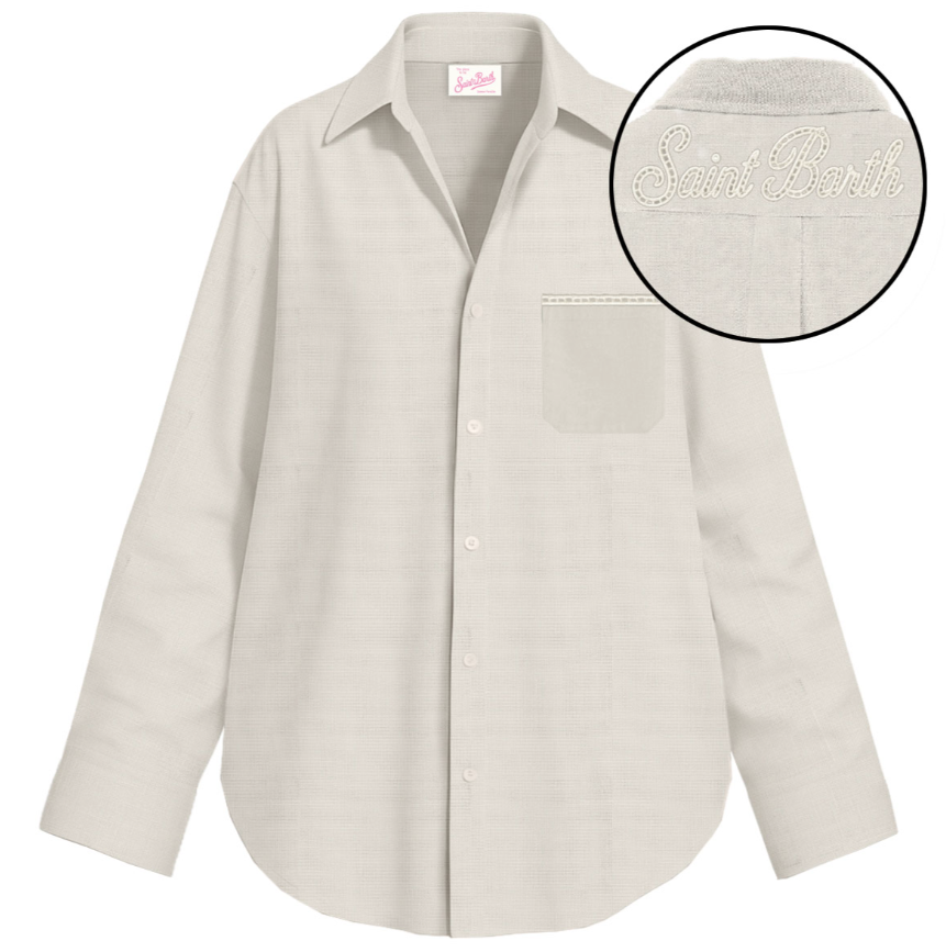 camicia in lino con logo CRISTAL POCKET 08194L MC2 SAINT BARTH 
