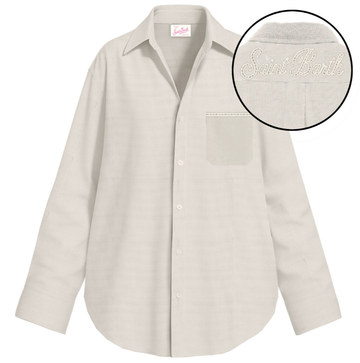 camicia in lino con logo CRISTAL POCKET 08194L MC2 SAINT BARTH 
