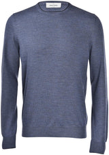 GRAN SASSO maglia girocollo con toppe alcantara Blu