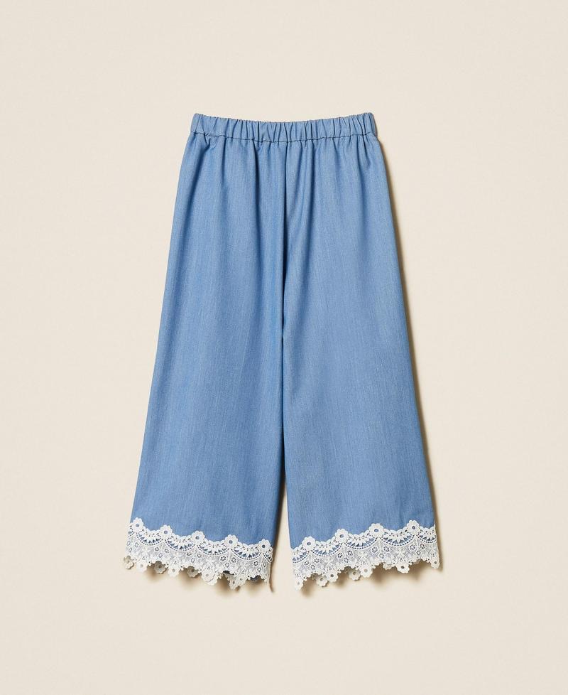 pantaloni ampi fil a fil con pizzo 261GJ2Q14 04614 TWINSET GIRL 