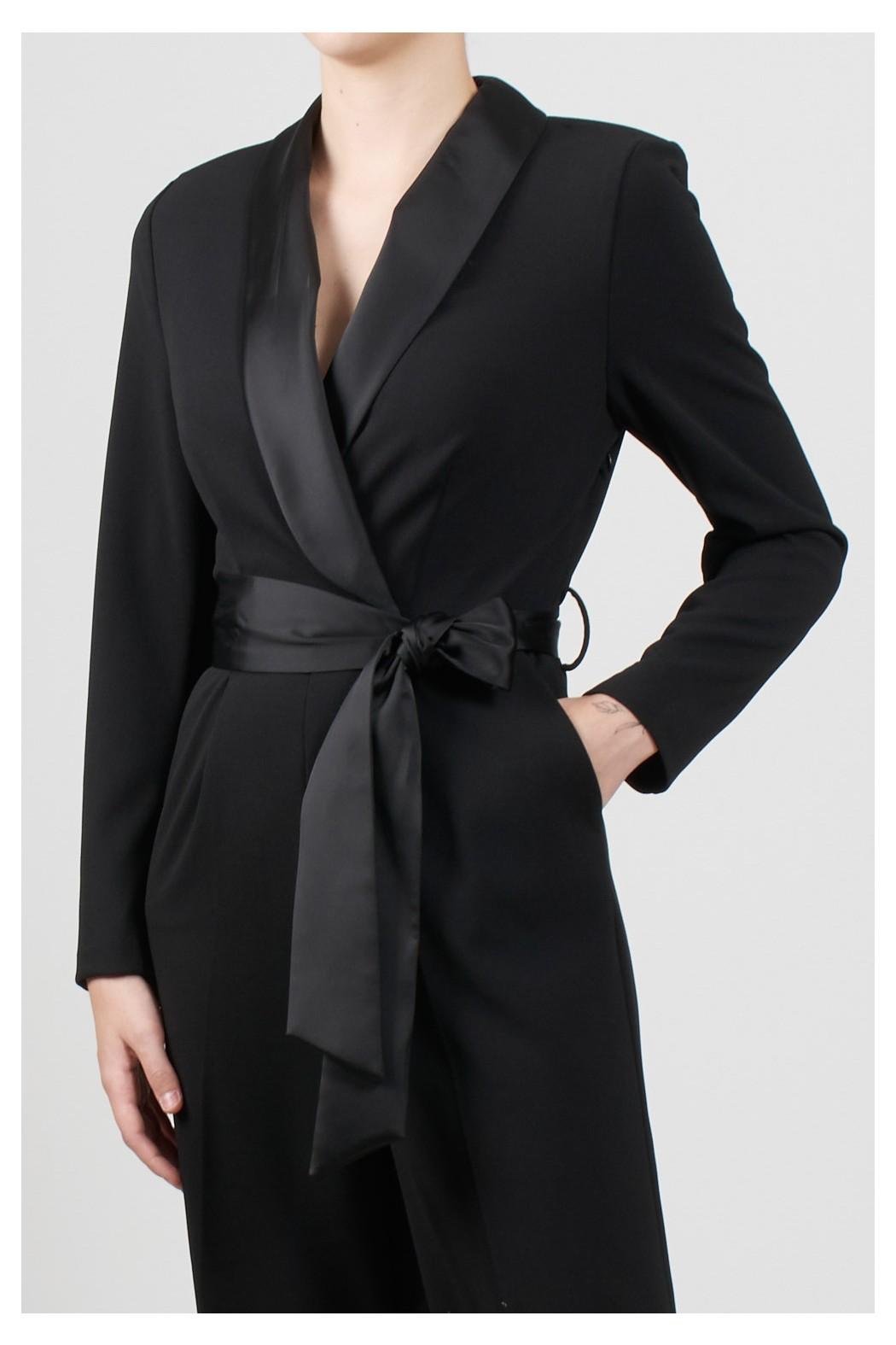 Tuta con fiocco in vita TF0357 NERO VICOLO 