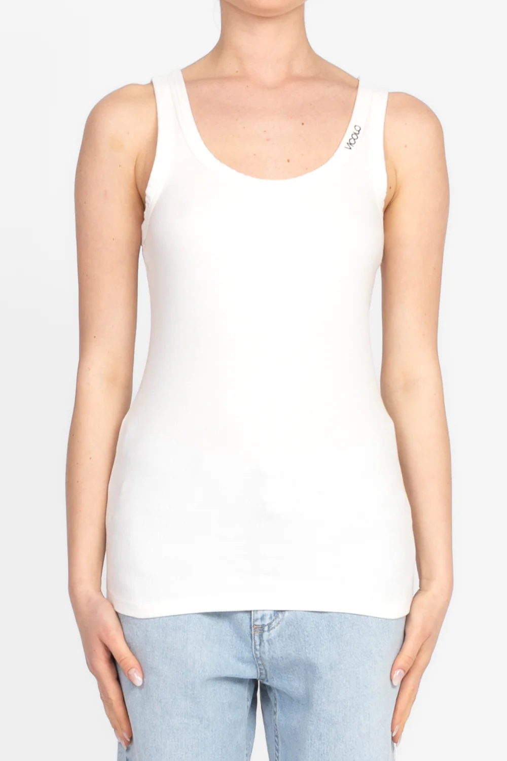 top con logo al collo RD0509 BIANCO VICOLO 