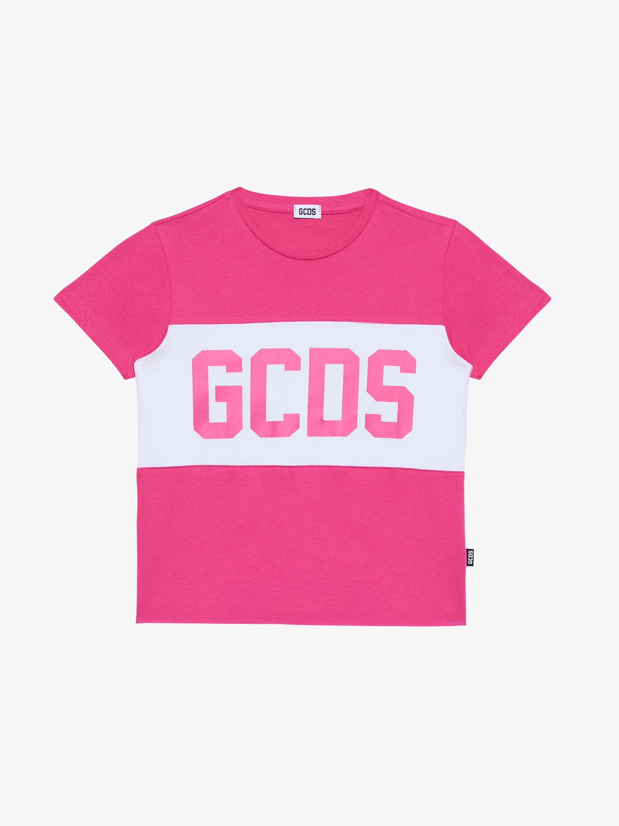 T-shirt con logo contrasto B2JU2329JF1 59 FUCSIA GCDS 