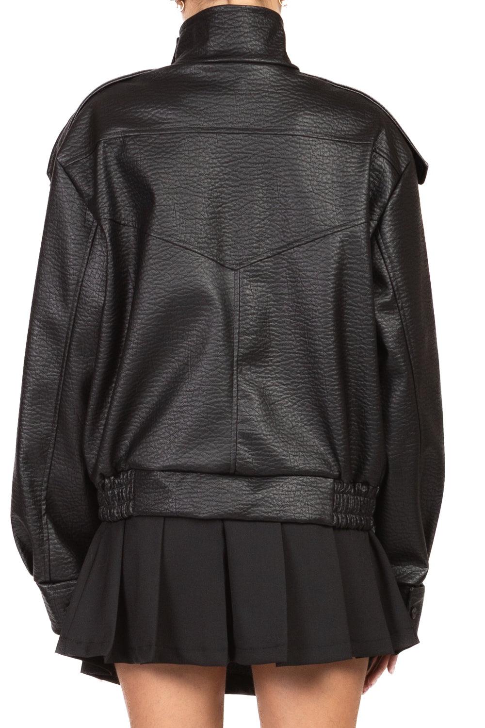 giubbotto in ecopelle collo alto TAB1307 NERO VICOLO 