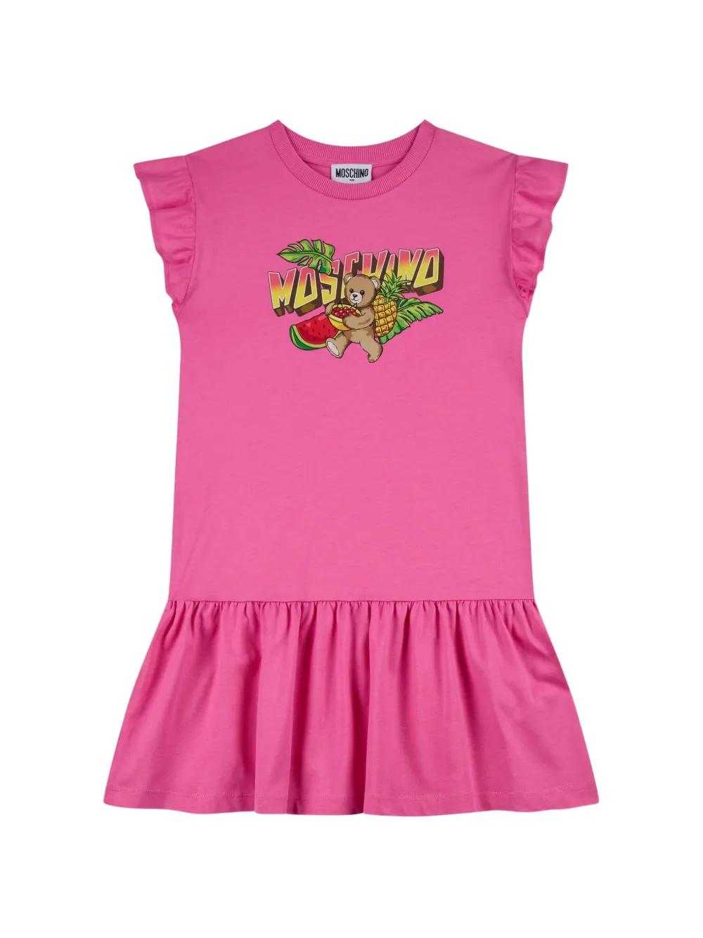 Abito con stampa logo HDV0HP LAA23 50533 MOSCHINO KIDS 