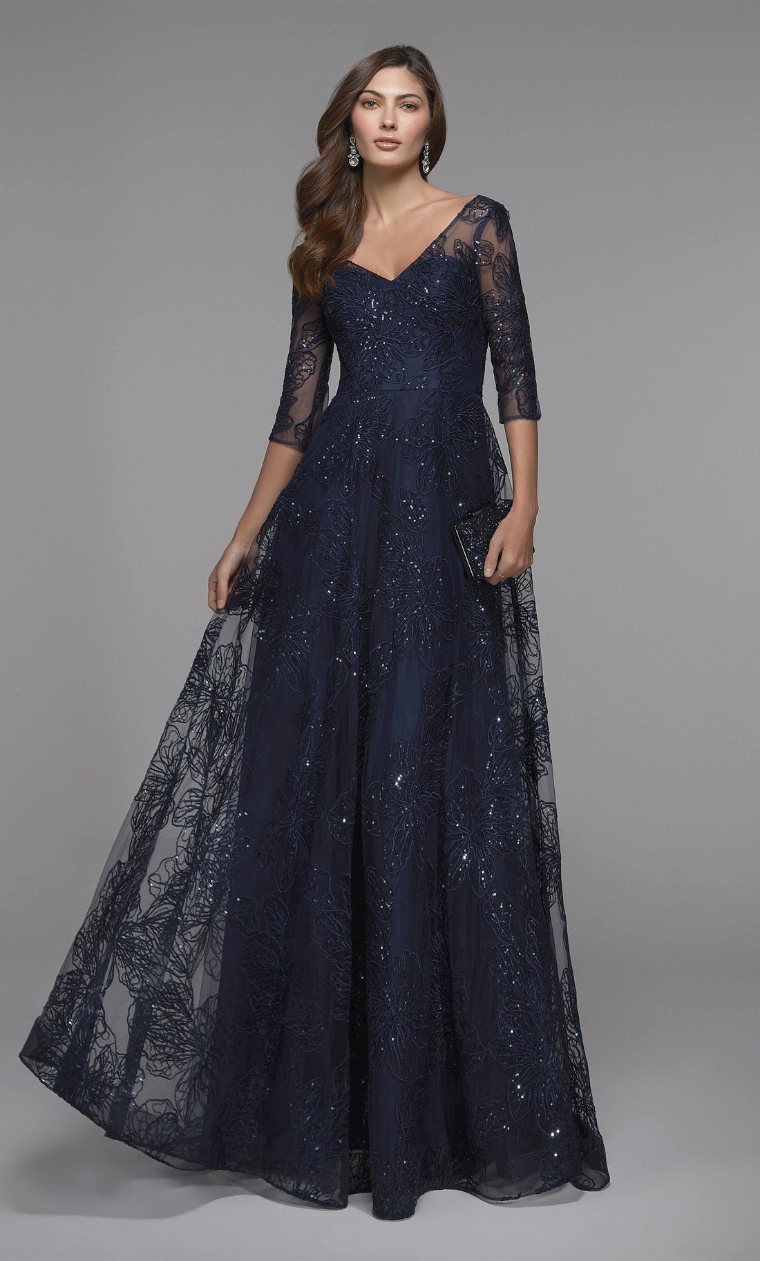 Abito lungo da cerimonia blu notte 27494 NAVY ALYCE PARIS 