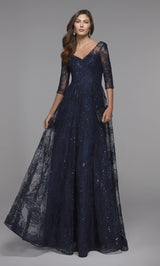 ALYCE PARIS Abito lungo da cerimonia blu notte Navy