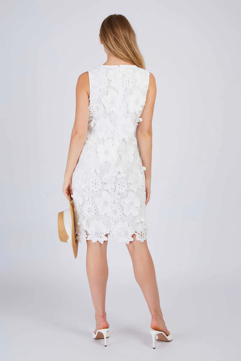 abito a tubino in pizzo P515026 BLANC DERHY 