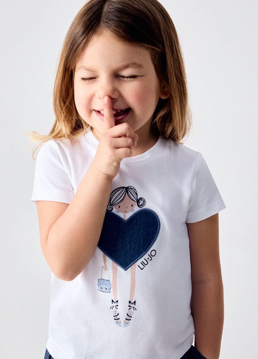 t-shirt con ricamo KA6118JS003 P9532 LIU JO JUNIOR 
