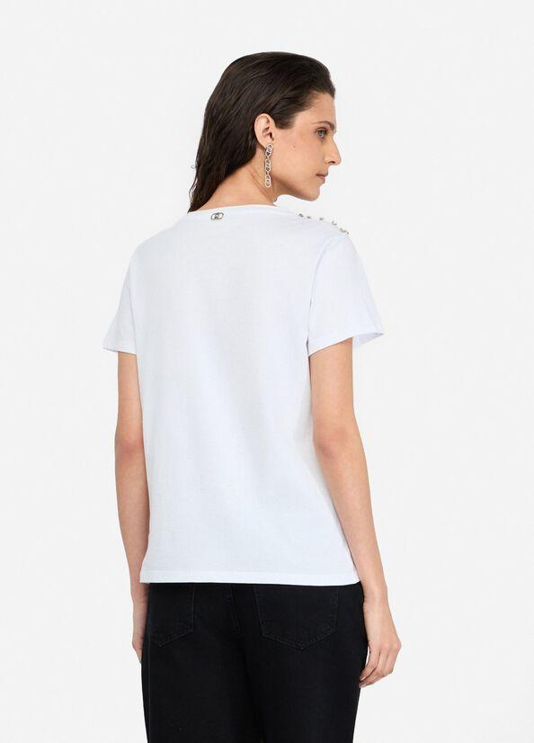 t-shirt ricamo gioiello MF5344J6308 11110 LIU JO WHITE 