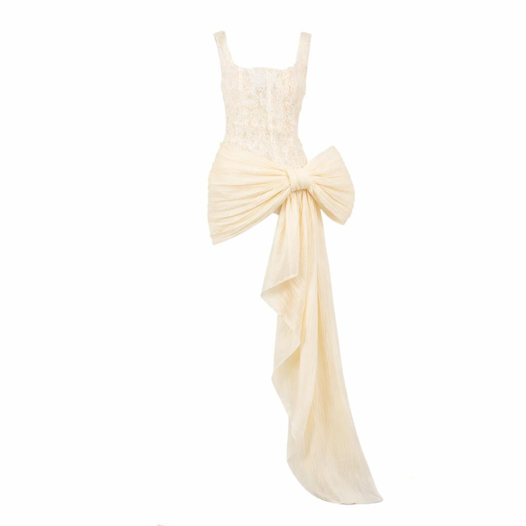 abito con inserti pizzo ALTON 112S6 BURRO TPN 
