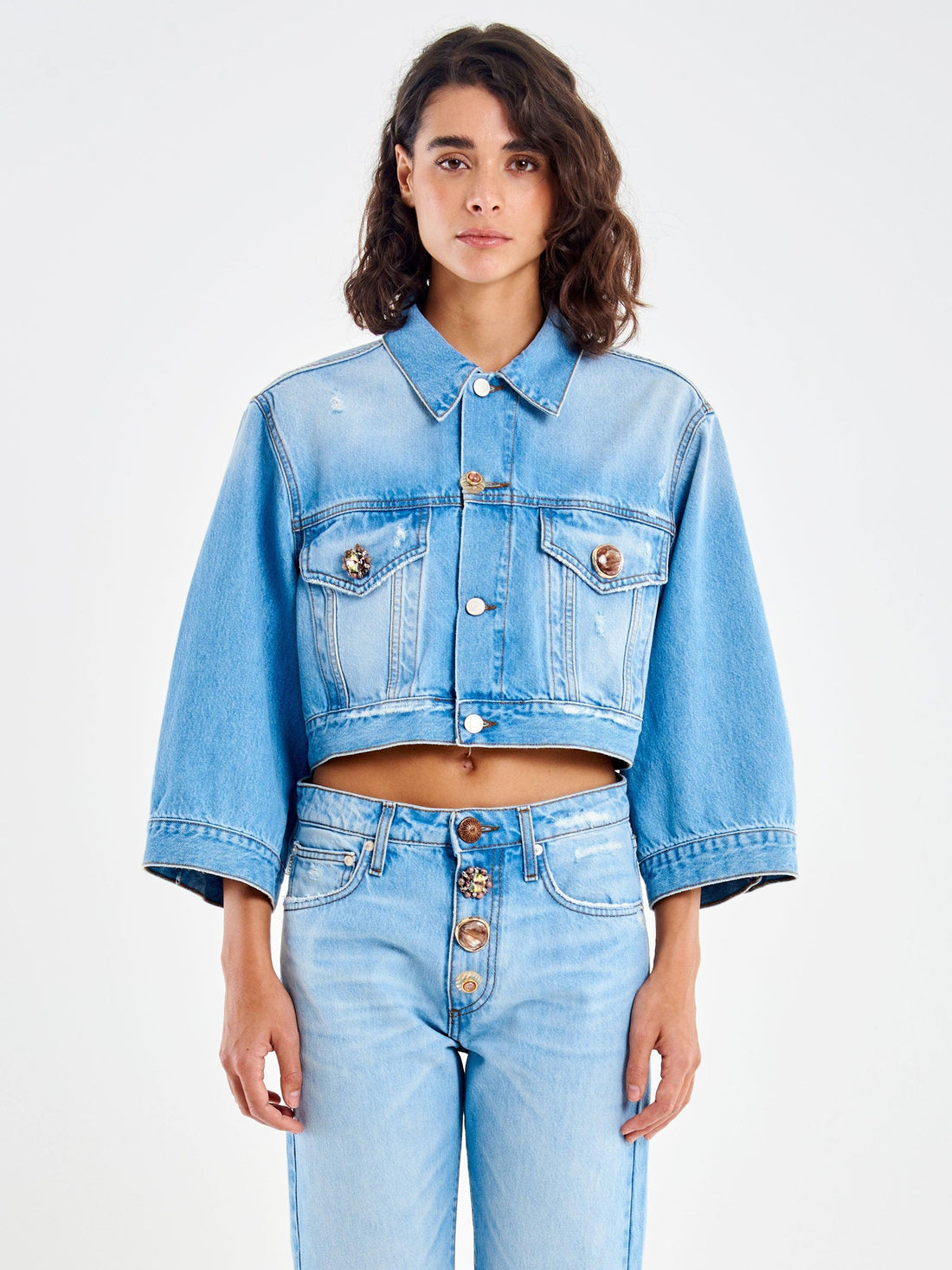 giacca con bottone gioiello DAB5109 JEANS VICOLO 