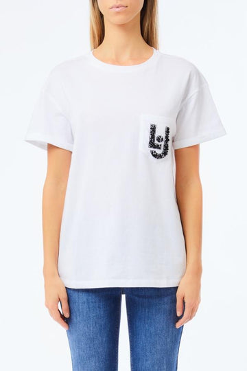 T-shirt con logo petto UF5257JS904 M9784 LIU JO DENIM 