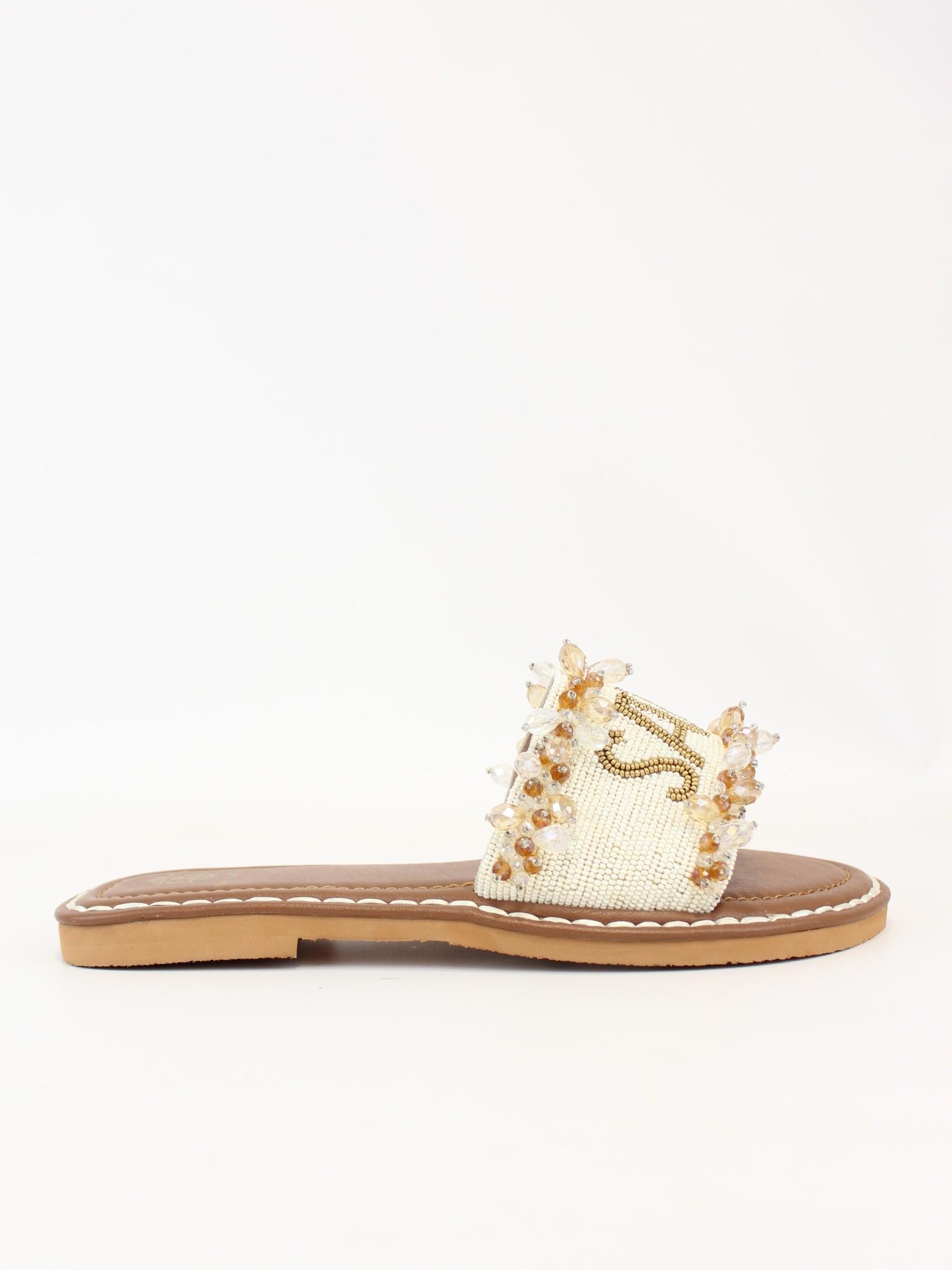 Ciabatta bassa saint tropez con gioiello SAINT TROPEZ OFFWHITE GOLD DE SIENA 