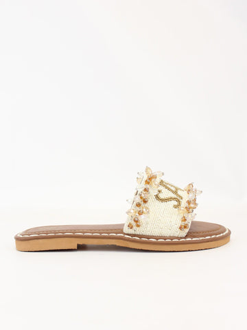 Ciabatta bassa saint tropez con gioiello SAINT TROPEZ OFFWHITE GOLD DE SIENA 