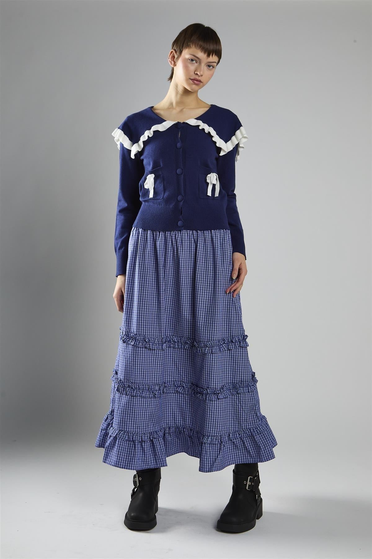 cardigan con colletto oversize AC4384 NAVY GLAMOROUS 