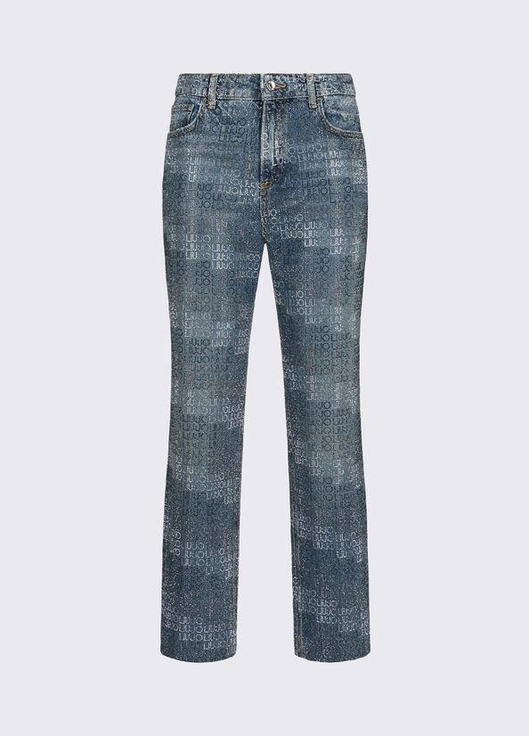 jeans straight con strass UA6019D4854 78977 LIU JO DENIM 
