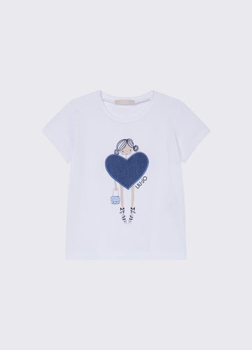 t-shirt con ricamo KA6118JS003 P9532 LIU JO JUNIOR 