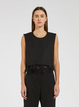 MARella top con piume Nero