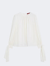 MAXMARA STUDIO blusa in crepe de chine Bianco