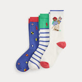 RALPH LAUREN POLO set tre calze a fantasia Multicolor