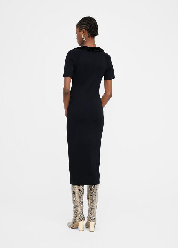abito con pailettes al collo CF5037MS55N 22222 LIU JO BLACK 