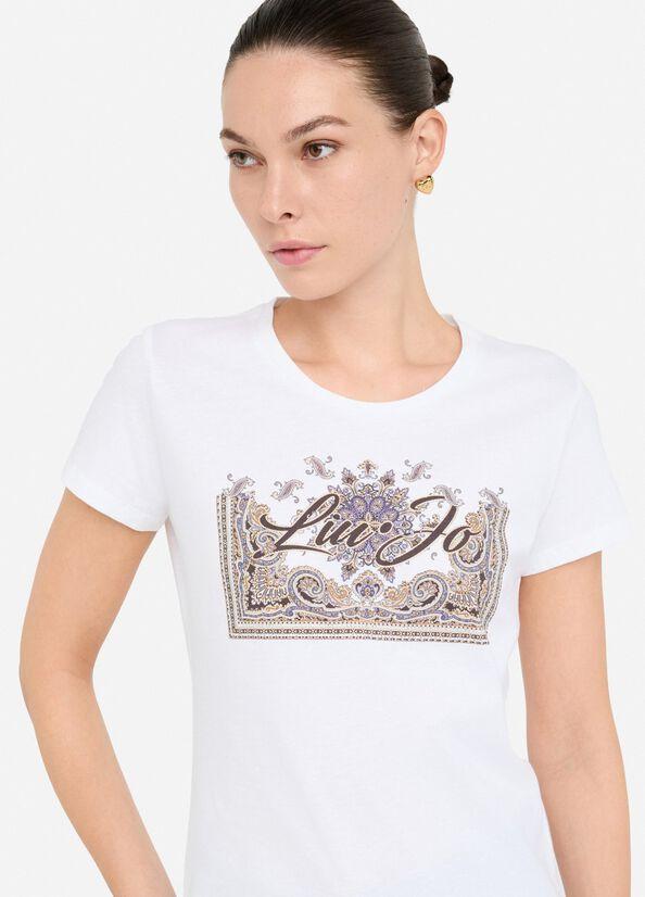t-shirt con stampa MF5456JS923 P9172 LIU JO WHITE 