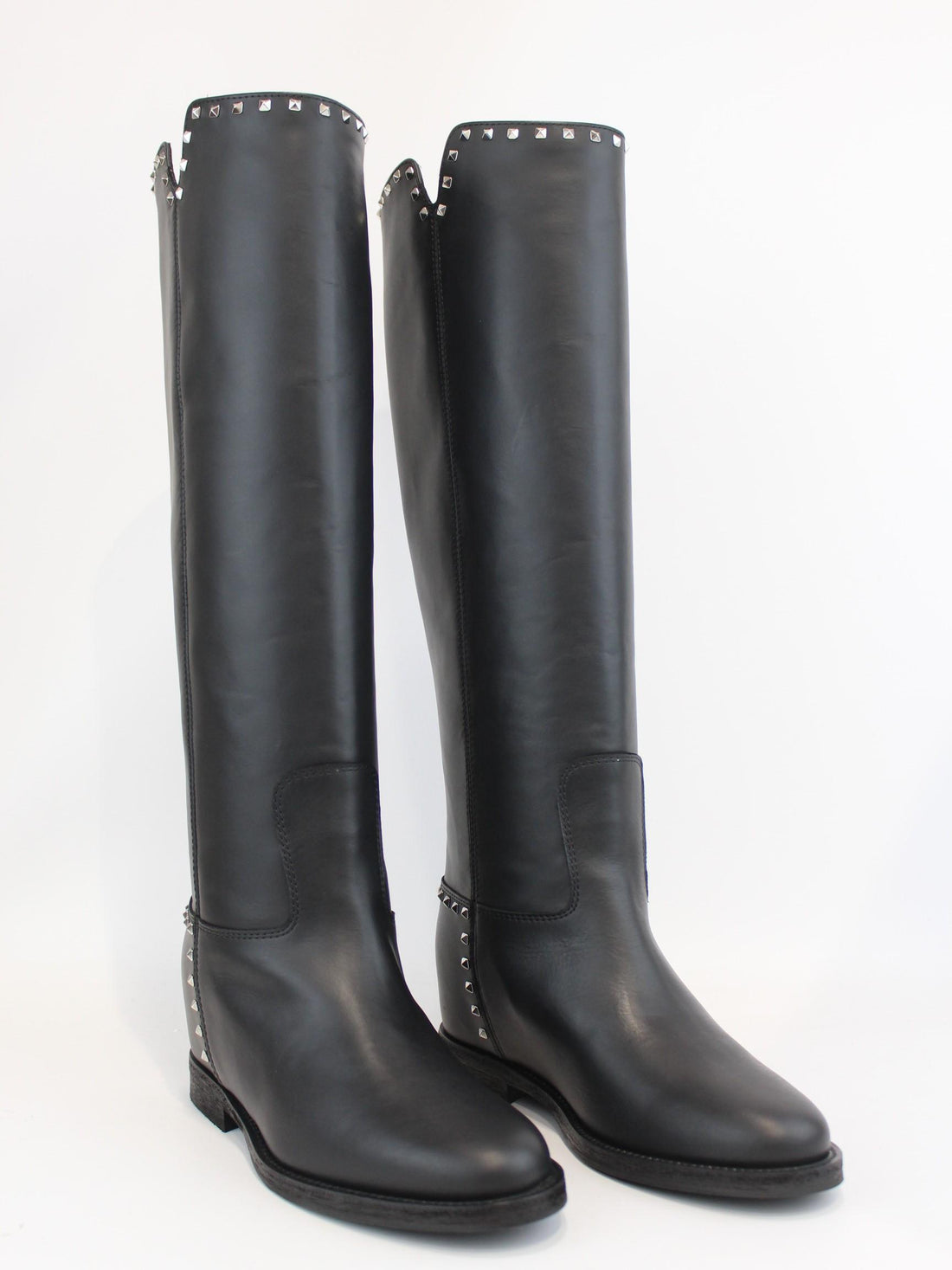 stivali in pelle con borchie 2852 NERO VIA ROMA 15 