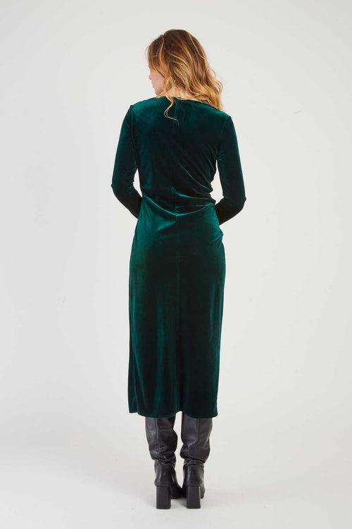 abito lungo in velluto A515005 VERT DERHY 