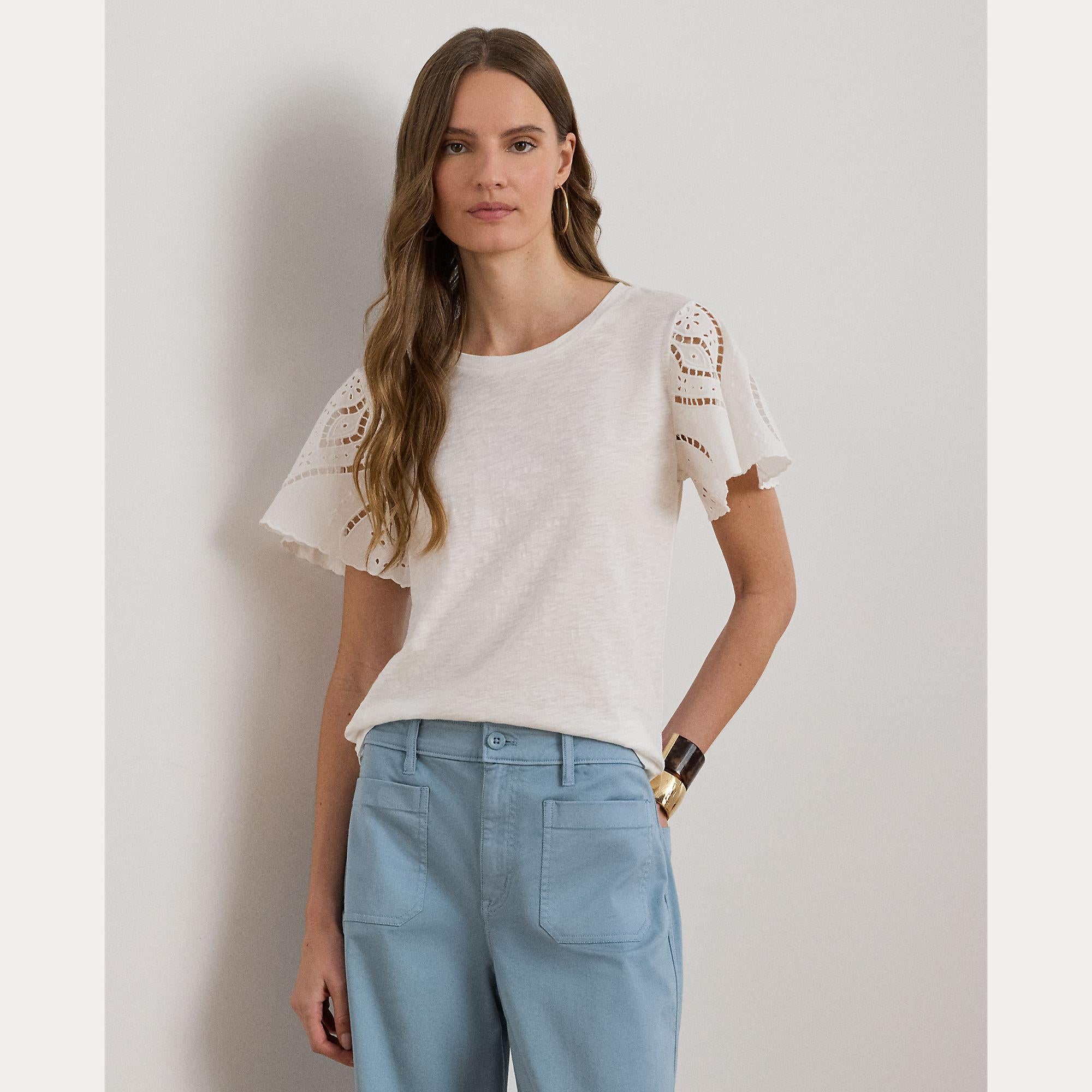 t-shirt traforato broadcloth 200-P09104 003 RALPH LAUREN LAUREN 