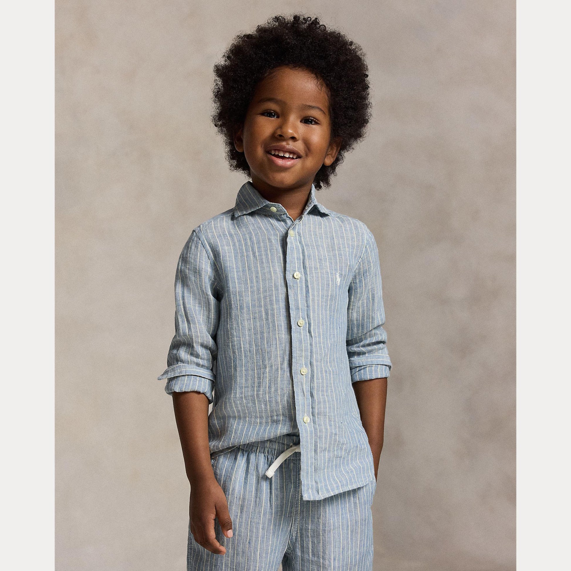 camicia in lino a righe 322-A13343 001 RALPH LAUREN POLO 