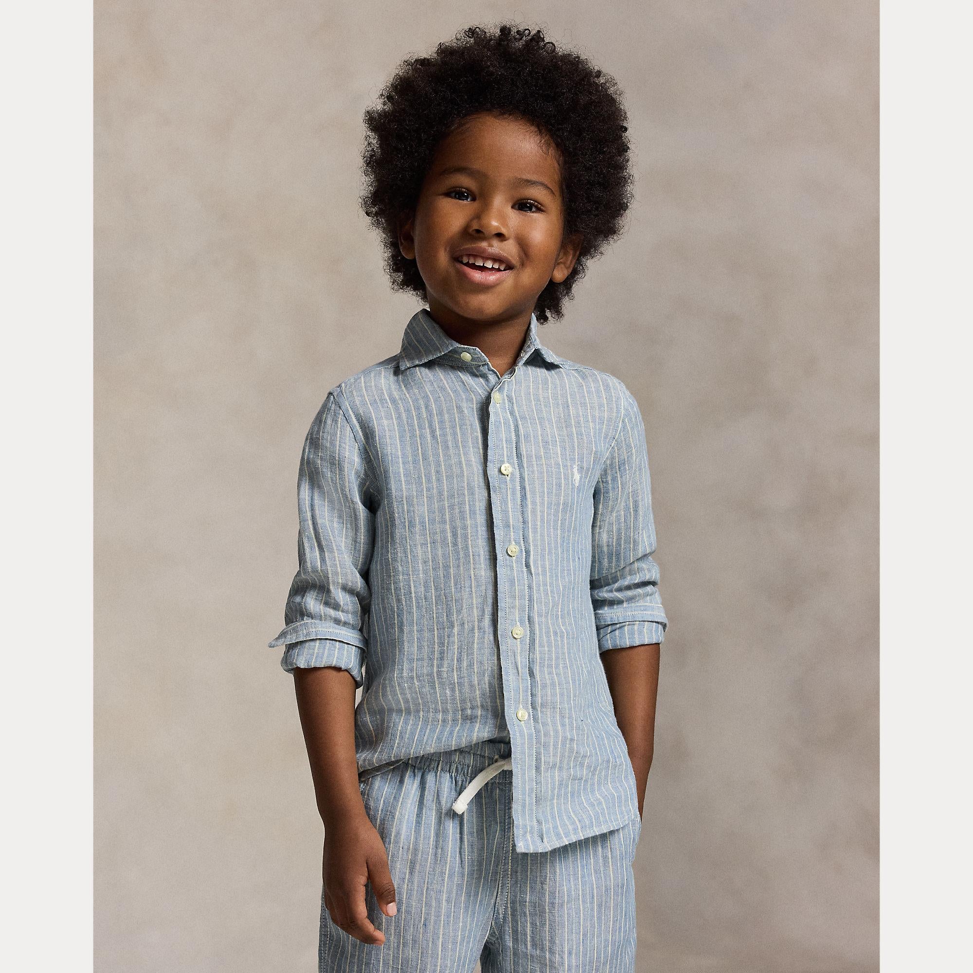 camicia in lino a righe 322-A13343 001 RALPH LAUREN POLO 