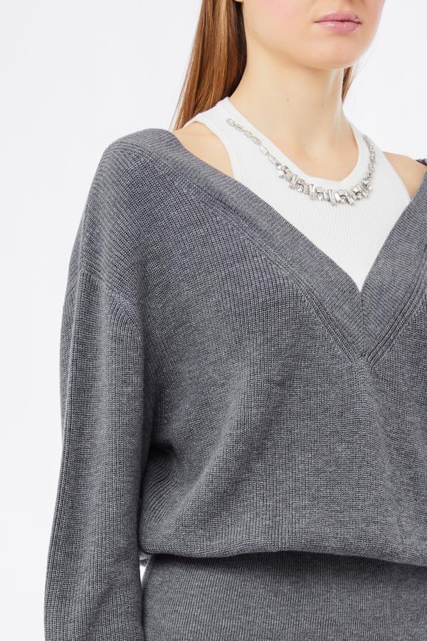 abito in maglia con gioiello MF5161MA85Q 03738 LIU JO WHITE 
