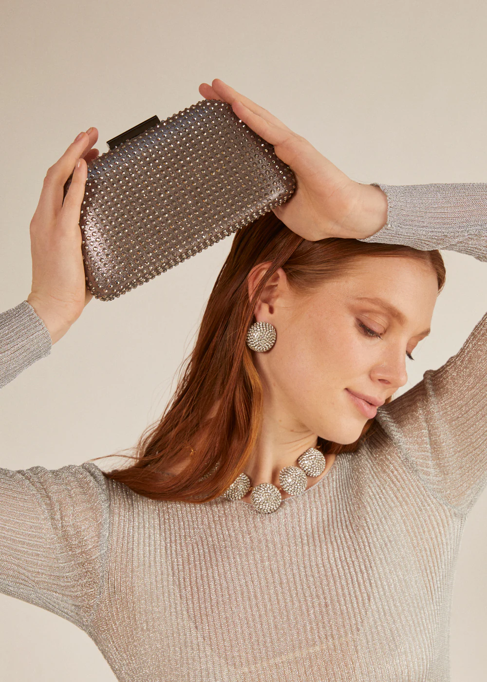 clutch argento con pietre MWPC0013 ARGENTO SCURO NALI' 