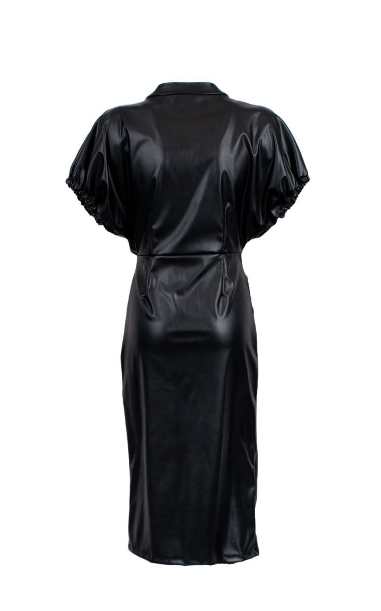abito midi in ecopelle CHUNKY 112W5D6 NERO TPN 