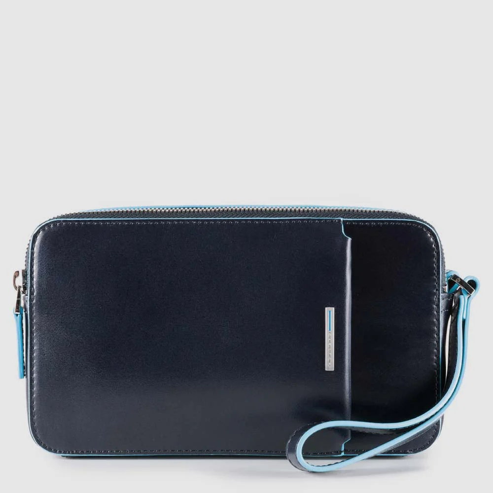 pochette in pelle con tasca frontale AC4221B2 BLU2 PIQUADRO 