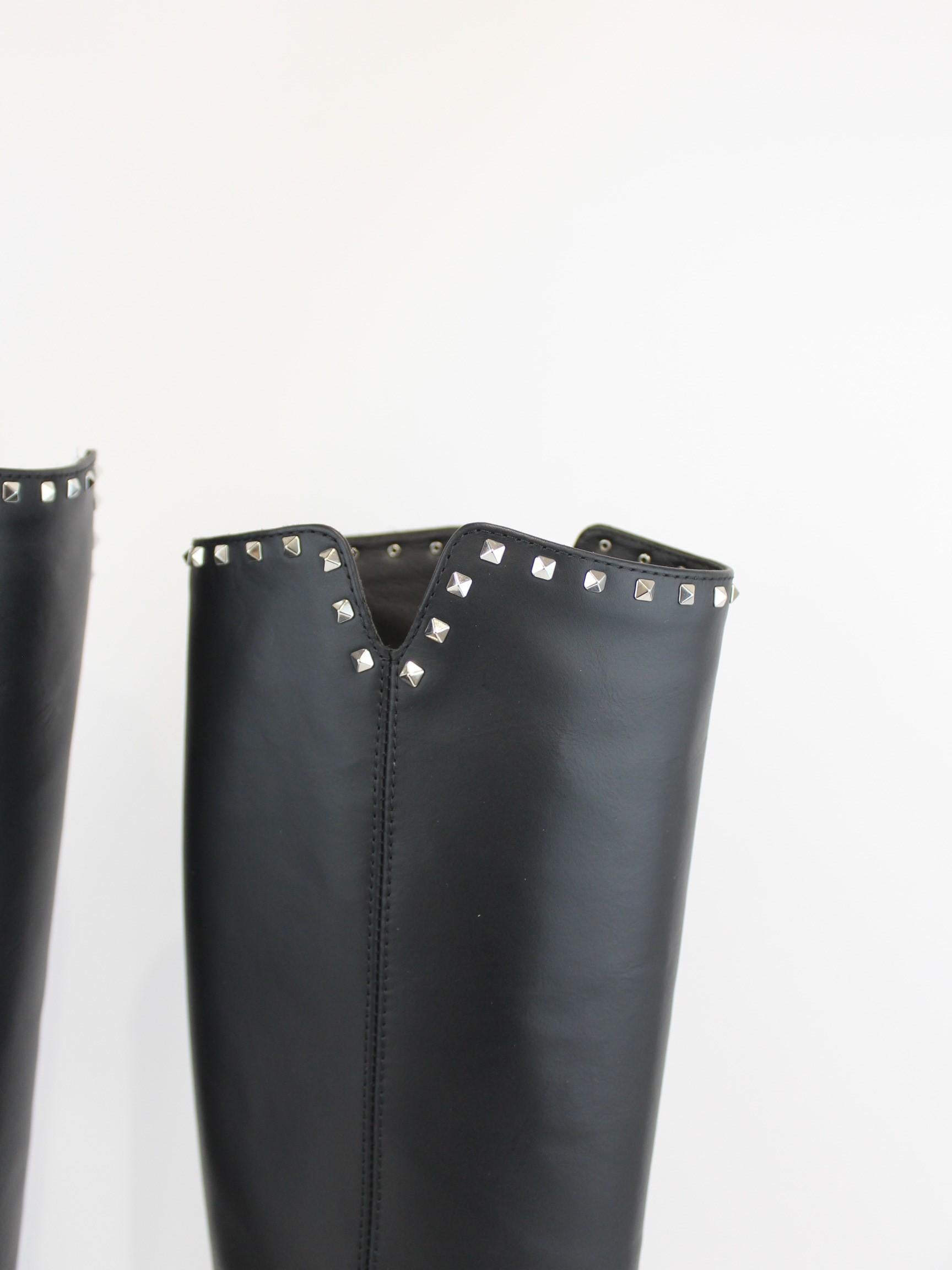 stivali in pelle con borchie 2852 NERO VIA ROMA 15 