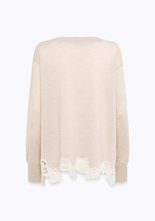 maglia con inserto pizzo RF5171MA82O 02070 Blugirl 