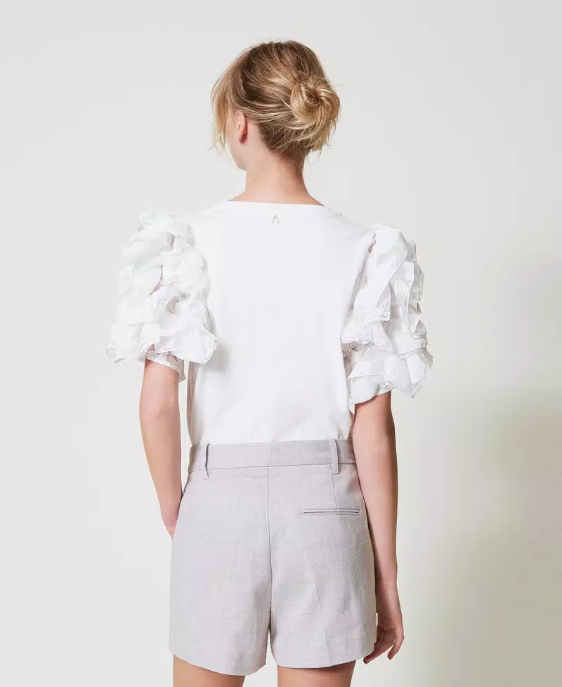 t-shirt con maniche in organza 251AP2413 00840 TWINSET ACTITUDE 