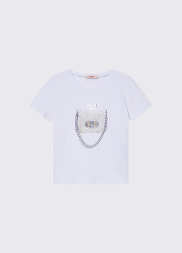 t-shirt con applicazioni GA6046JS003 V9926 LIU JO JUNIOR 
