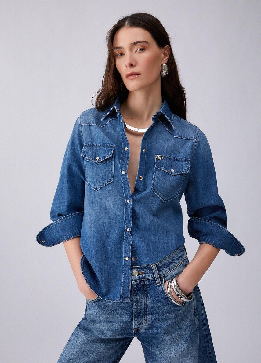 camicia in denim UA6339D4851 79053 LIU JO DENIM 