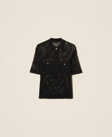 TWINSET ACTITUDE maglia a polo con punto a rete Nero