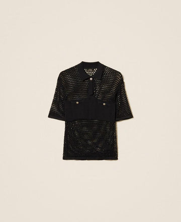 maglia a polo con punto a rete 261AP3033 00006 TWINSET ACTITUDE 