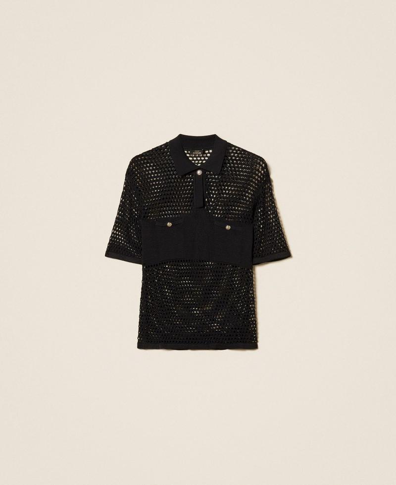 maglia a polo con punto a rete 261AP3033 00006 TWINSET ACTITUDE 