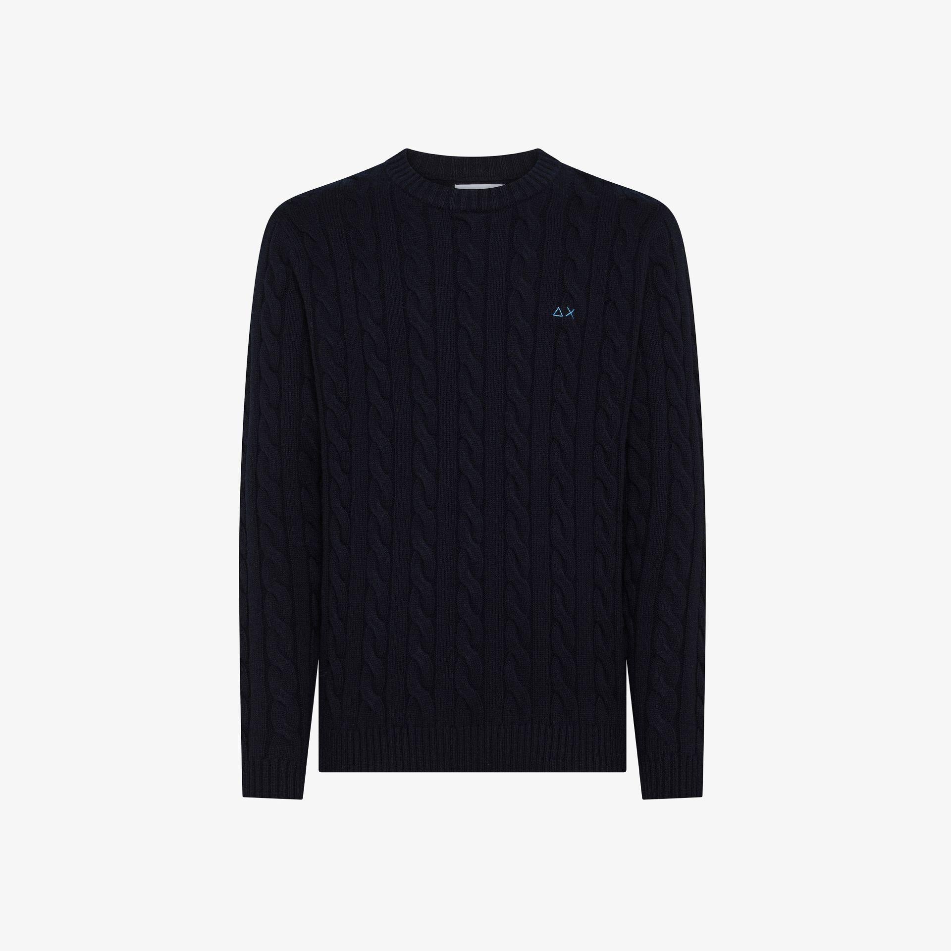 maglione a trecce con logo K45138 07 SUN68 